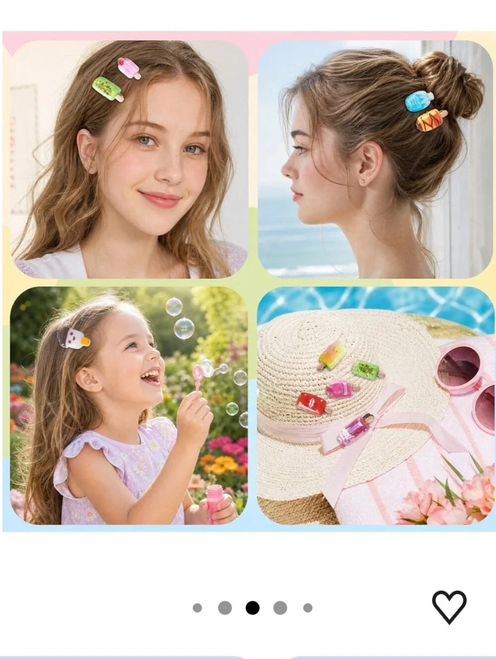 20 Pcs Ice Cream Hair Clips for Girls Mini Summer Gelato Hair Barrettes